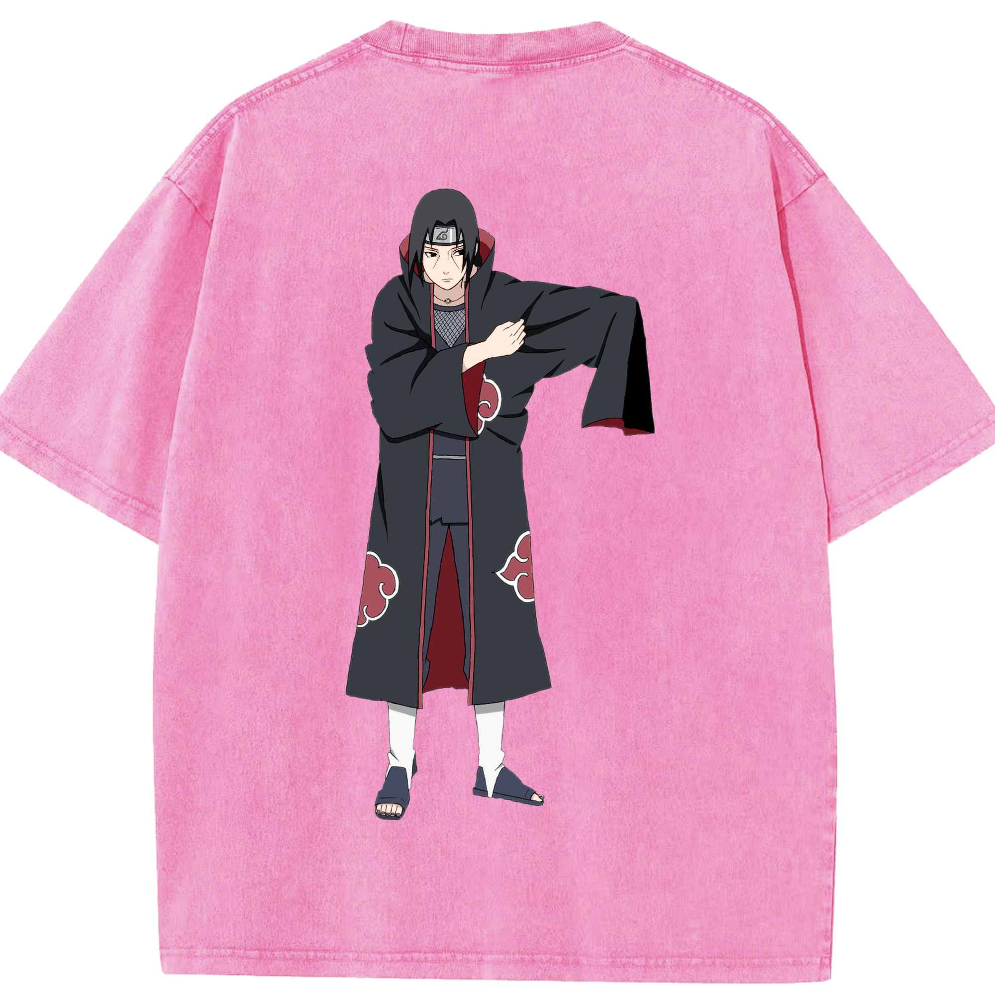 （画像用） NARUTO -ナルト- うちは イタチ Uchiha Itachi 綿100% ヴィンテージ風 半袖Tシャツ（背面プリント）
